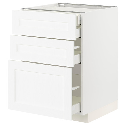 METOD / MAXIMERA Base cb 3 frnts/2 low/1 md/1 hi drw, white Enköping/white wood effect, 60x60 cm