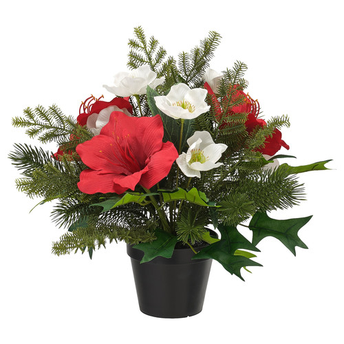 VINTERFINT Artificial potted plant, in/outdoor arrangement/red white, 12 cm