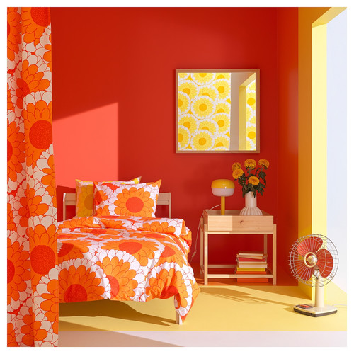 KRANSMALVA Duvet cover and pillowcase, orange, 150x200/50x60 cm