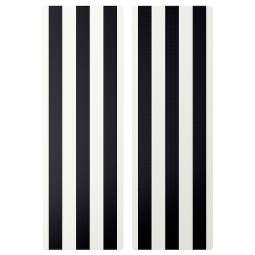 SMÅSTAD Door, black/white stripe, 30x90 cm