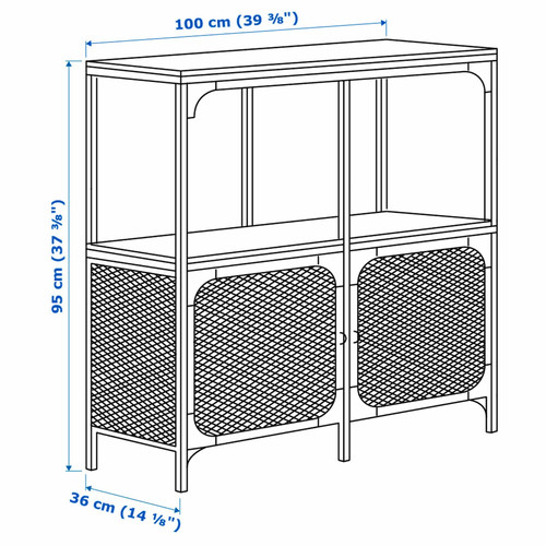 FJÄLLBO Shelving unit, black, 100x95 cm