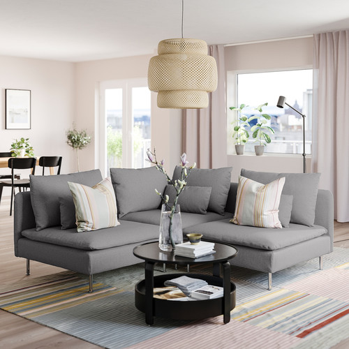 SÖDERHAMN Corner sofa, 3-seat, Tonerud grey