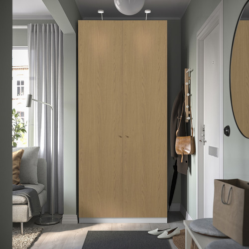 PAX / STORKLINTA Wardrobe combination, white/oak effect, 100x38x236 cm