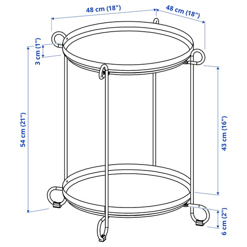 LIVELYCKE Tray table, black, 50 cm