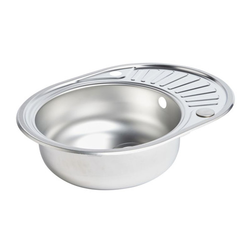 Steel Kitchen Sink Liebig 1 Bowl with Drainer, satin, round