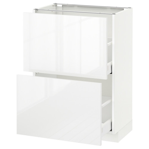 METOD / MAXIMERA Base cabinet with 2 drawers, white, Ringhult white, 60x37 cm