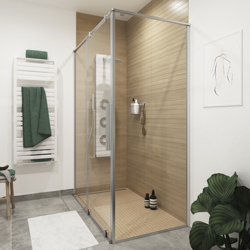 GoodHome Shower Wall Panel Ezili 80 cm, chrome/transparent