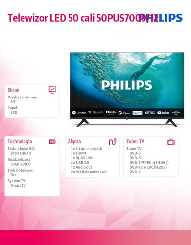 Philips 50'' TV LED 50PUS7009/12