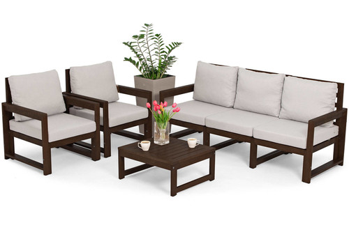 Garden Furniture Set Malta for 5 persons, dark brown/grey