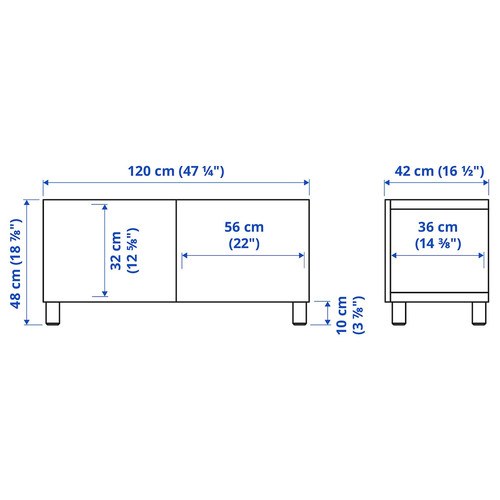 BESTÅ TV bench with doors, 120x42x48 cm