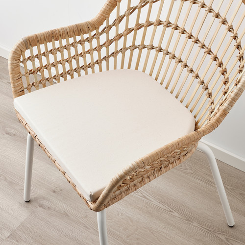 NILSOVE / NORNA Chair with chair pad, rattan white/Laila natural