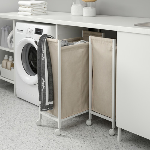 ENHET Laundry bag with castors, white, 80 l