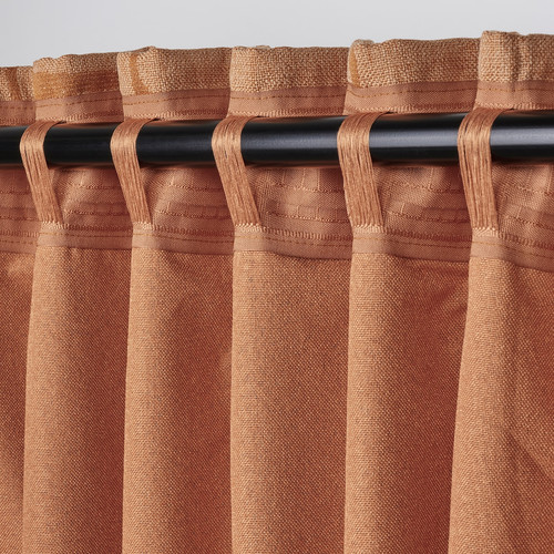 LÖNNSTÄVMAL Block-out curtains, 1 pair, light red-brown, 145x300 cm