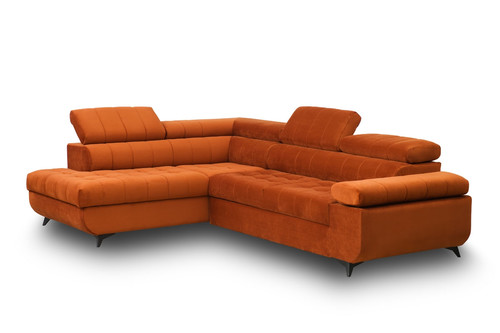 Corner Sofa-Bed Left Dragonis Brick Red/Orange Salvador 14 Agmamito