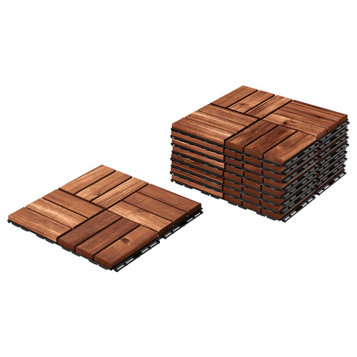 RUNNEN Floor decking, outdoor, brown stained, 0.81 m²