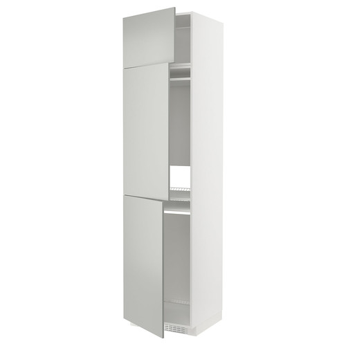 METOD High cab f fridge/freezer w 3 doors, white/Havstorp light grey, 60x60x240 cm