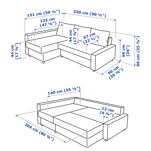 FRIHETEN Corner sofa-bed with storage, Skiftebo blue