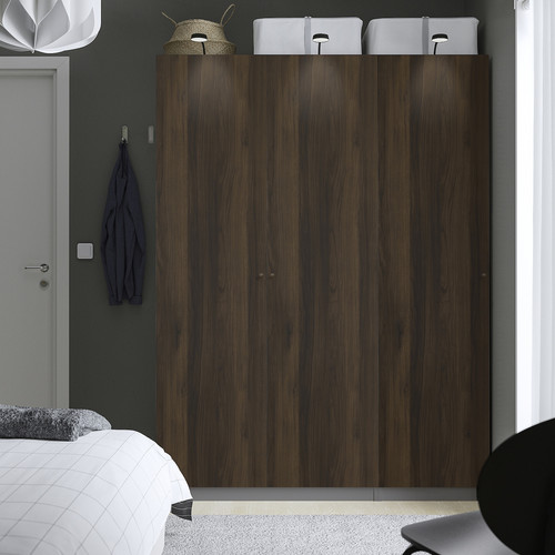 PAX / STORKLINTA Wardrobe combination, dark grey/dark brown stained oak effect, 150x60x201 cm