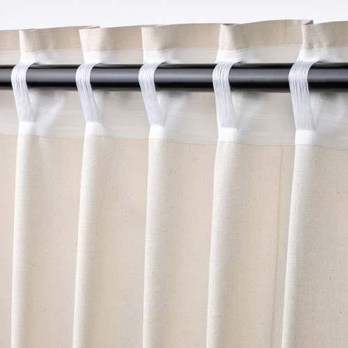 LENDA Curtains with tie-backs, 1 pair, off-white, 140x300 cm