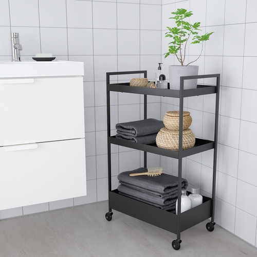 NISSAFORS Trolley, black, 50.5x30x83 cm