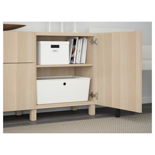 BESTÅ Storage combination with drawers, Lappviken white stained oak effect, Lappviken white stained oak effect, 180x40x74 cm