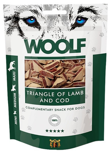 Woolf Complementary Snack for Dogs Triangle of Lamb & Cod 100g