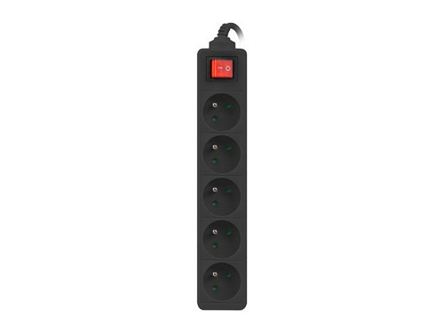 Lanberg Power Strip 5xFR, with circut breaker, full CU, 1.5m, black