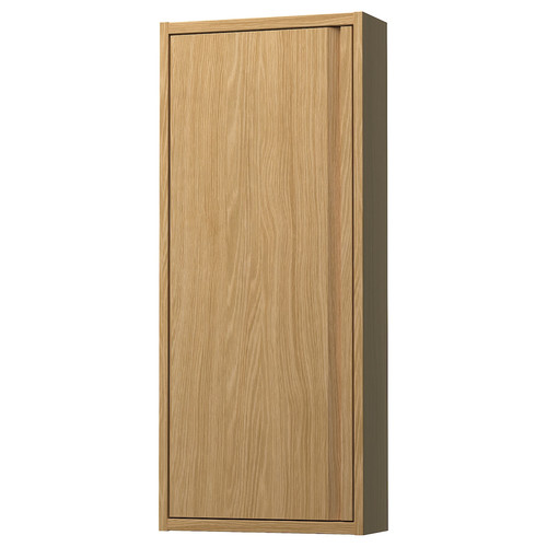 ÄNGSJÖN Wall cabinet with door, oak effect, 40x15x95 cm