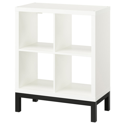 KALLAX Shelving unit with underframe, white/black, 77x94 cm