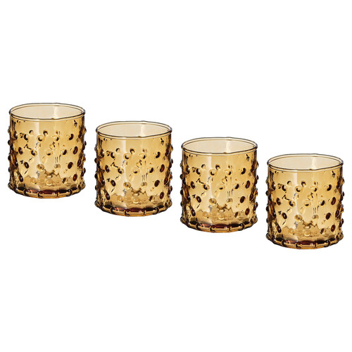 HUTLÖS Tealight holder, dark yellow, 6 cm, 4 pack