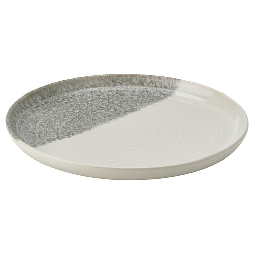 KRUSTISTEL Side plate, patterned/light grey, 20 cm