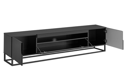 TV Cabinet Loftia 200 cm, metal legs, black/matt black