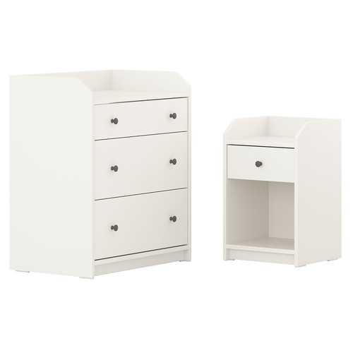 HAUGA Bedroom furniture, set of 2, white