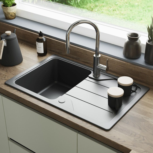 GoodHome Granite Sink Arber 1-bowl, matt black