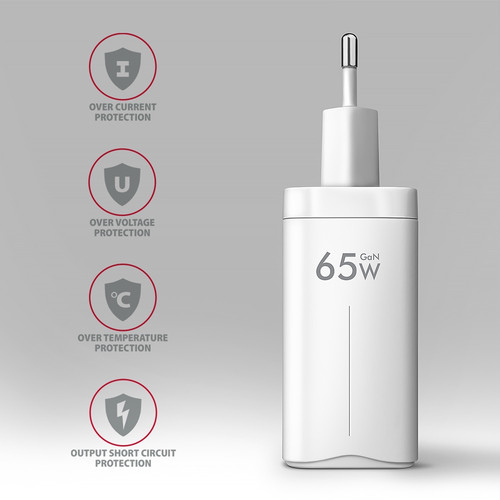 AXAGON Wall Charger EU Plug ACU-DPQ65W GaN 3xport 65W, white