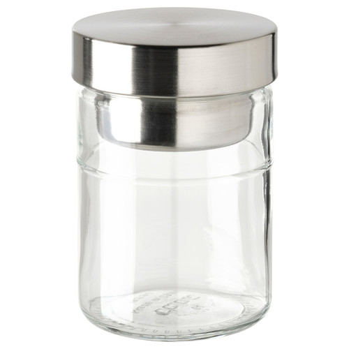 DAGKLAR Jar with insert, clear glass, stainless steel, 0.4 l