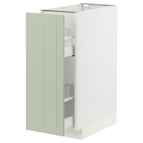 METOD / MAXIMERA Base cabinet/pull-out int fittings, white/Stensund light green, 30x60 cm