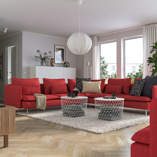 SÖDERHAMN Corner sofa, 6-seat, Tonerud red