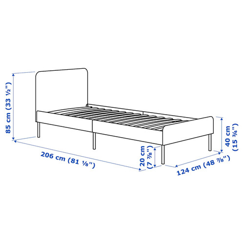 SLATTUM Upholstered bed frame, Vissle dark grey, 120x200 cm