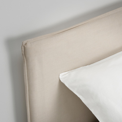 KLEPPSTAD Bed frame, white/Vissle beige, 140x200 cm