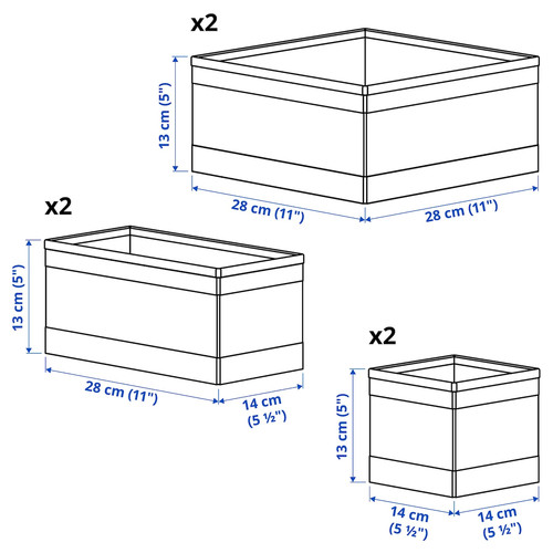 SKUBB  Box, set of 6, dark grey