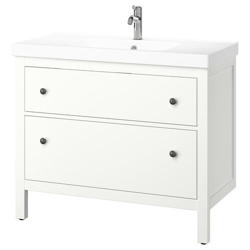 HEMNES / ORRSJÖN Wash-stnd w drawers/wash-basin/tap, white, 102x49x89 cm