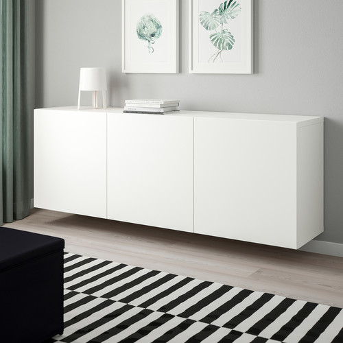 BESTÅ Wall-mounted cabinet combination, white/Lappviken white, 180x42x64 cm