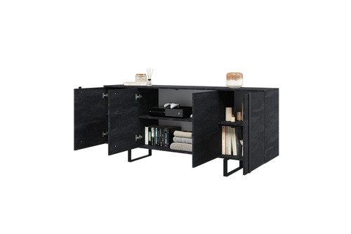 Four-Door Cabinet Verica 200cm, charcoal/black legs