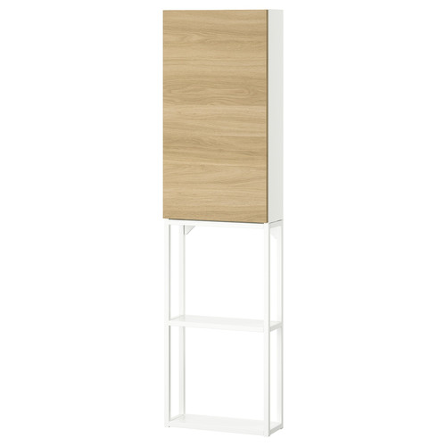 ENHET Storage combination, white/oak effect, 40x17x150 cm