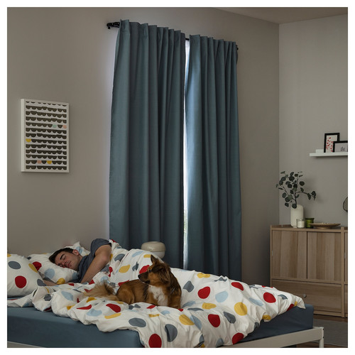 BRUKSVARA Room darkening curtain, 1 piece, light blue, 140x250 cm