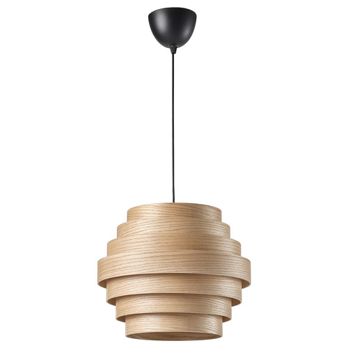 DYKARKLOCKA / HEMMA Pendant lamp, white stained oak veneer/black, 40 cm