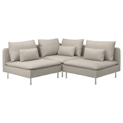 SÖDERHAMN Corner sofa, 3-seat, Fridtuna light beige