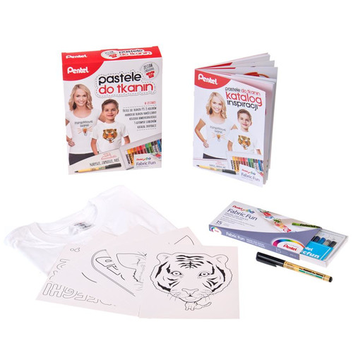 Pentel Fabric Fun Pastel Dye Sticks 15 Colours + T-shirt & Marker