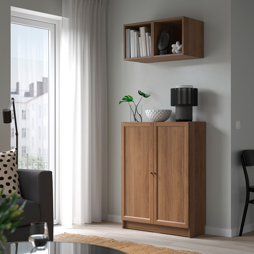 BILLY / EKET Storage combination with doors, brown walnut effect